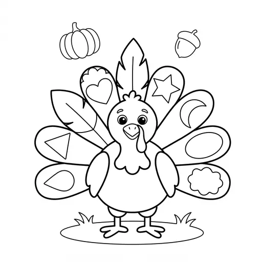 Turkey Coloring Page — Tail Feathers With Different Shapes