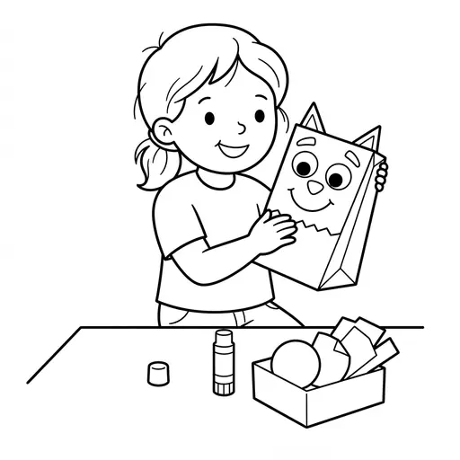 Puppet Coloring Page — Making a Paper Bag Puppet