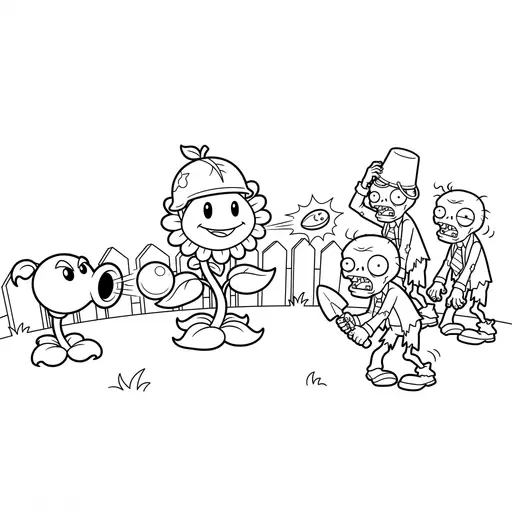 Zombie Coloring Page — Defending The Lawn Against Undead Invaders