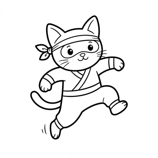 Easy Ninja Coloring Page — Jumping in Ninja Suit