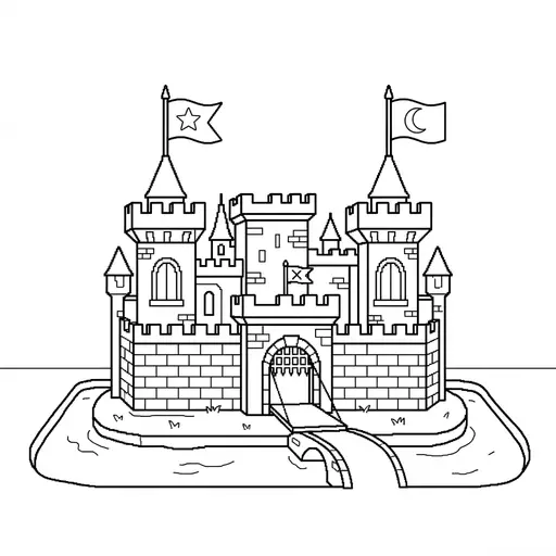 Pixel Art Coloring Page — Surrounded by a Moat