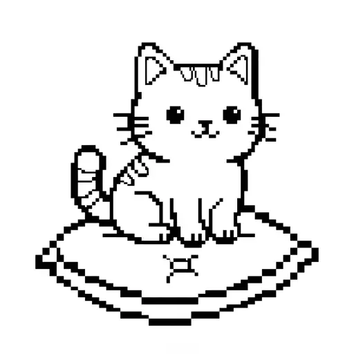 Pixel Art Coloring Page — Pixel Art Sitting on a Cushion