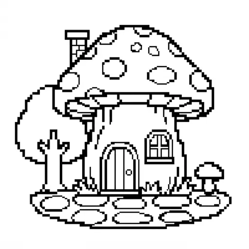 Pixel Art Coloring Page — Pixel Art Style with Stone Path
