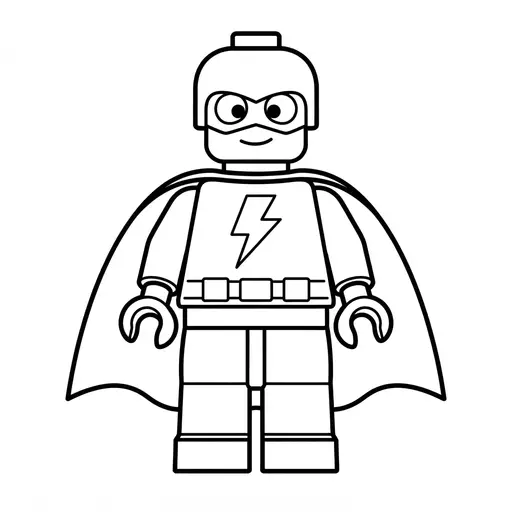Easy Superhero Coloring Page — Toy Brick Hero With Cape
