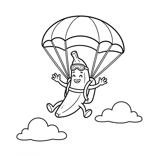Video Game Coloring Page — Skydiving with a Parachute