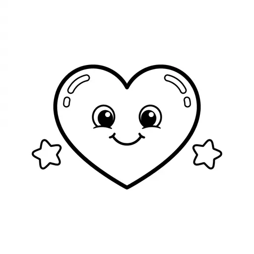 Easy Video Game Coloring Page — Cute Face With Two Stars