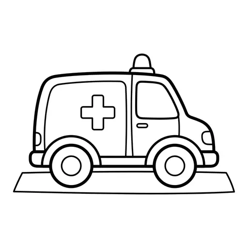 Easy Ambulance Coloring Page — With Siren on Top