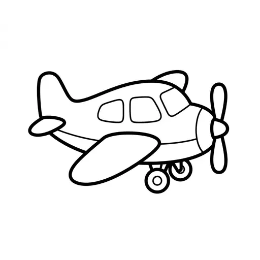 Easy Airplane Coloring Page — Simple Cartoon Propeller Plane