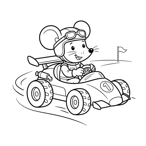 Race Car Coloring Page — Driving a Tiny Race Car