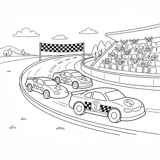Race Car Coloring Page for Adults — Speeding Around a Track
