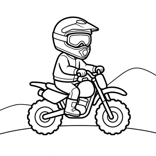 Easy Dirt Bike Coloring Page — Riding on a Dirt Track