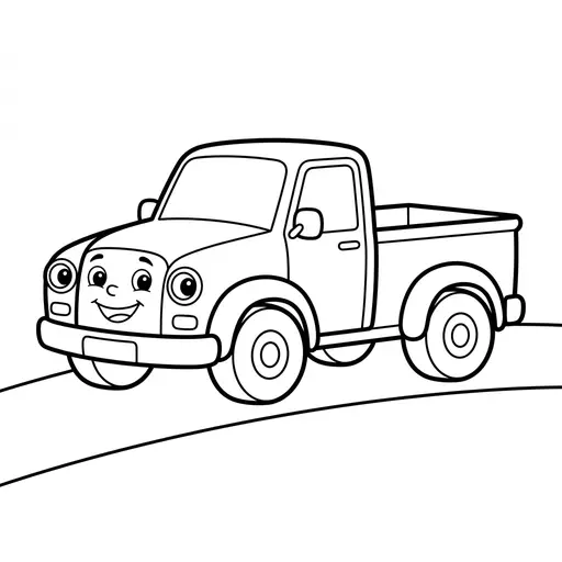 Easy Truck Coloring Page — Friendly Face and Simple Lines
