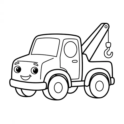 Easy Tow Truck Coloring Page — Smiling With A Hook