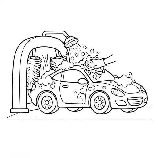 Sports Car Coloring Page — Sports Car Covered in Soap