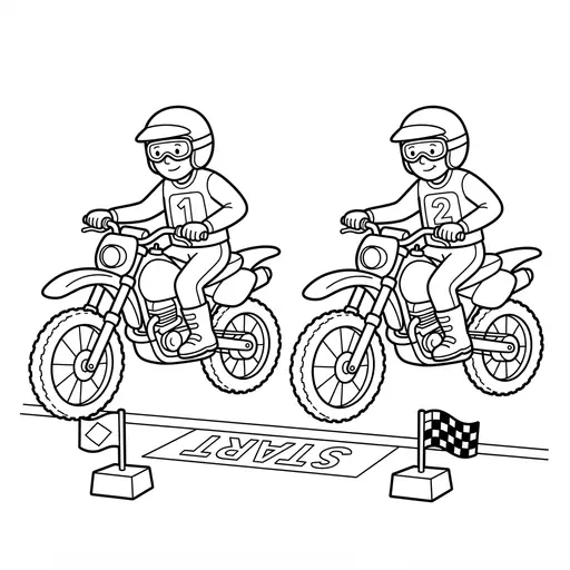 Dirt Bike Coloring Page — Racing at the Start Line