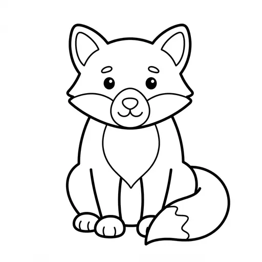 Easy Winter Animal Coloring Page — Cute Sitting Fox