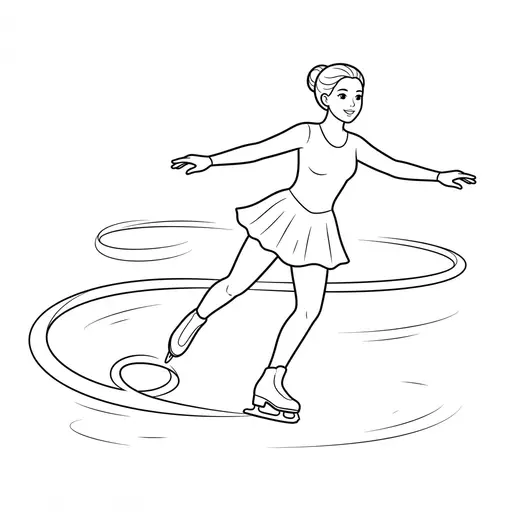 Ice Skating Coloring Page — Figure Skater Gliding on the Ice