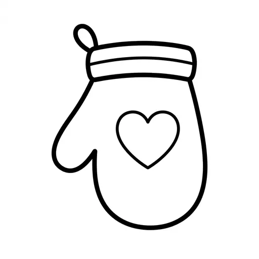 Easy Mitten Coloring Page — Mitten with a Heart