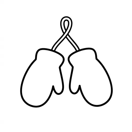 Easy Mitten Coloring Page — Pair of Mittens on a String