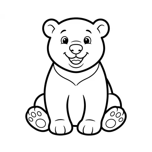 Easy Polar Bear Coloring Page — Sitting with Cute Paws