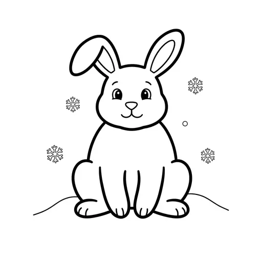 Easy Winter Animal Coloring Page — Rabbit Sitting in the Snow