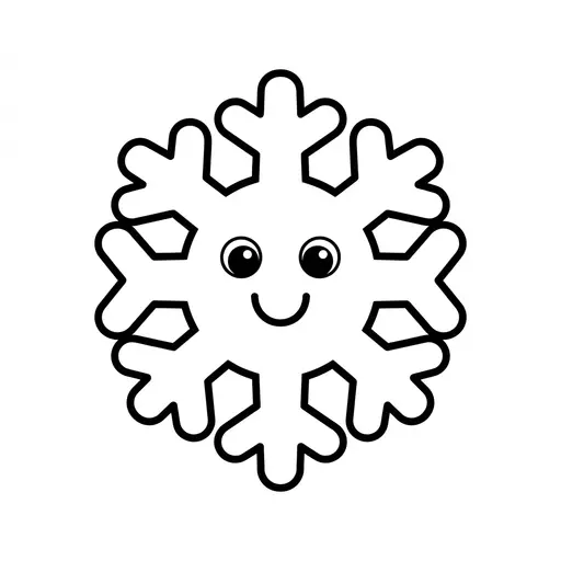 Easy Snowflake Coloring Page — Friendly Face and Simple Design