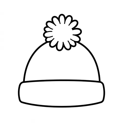 Easy Winter Scene Coloring Page — Winter Hat with a Pom-Pom